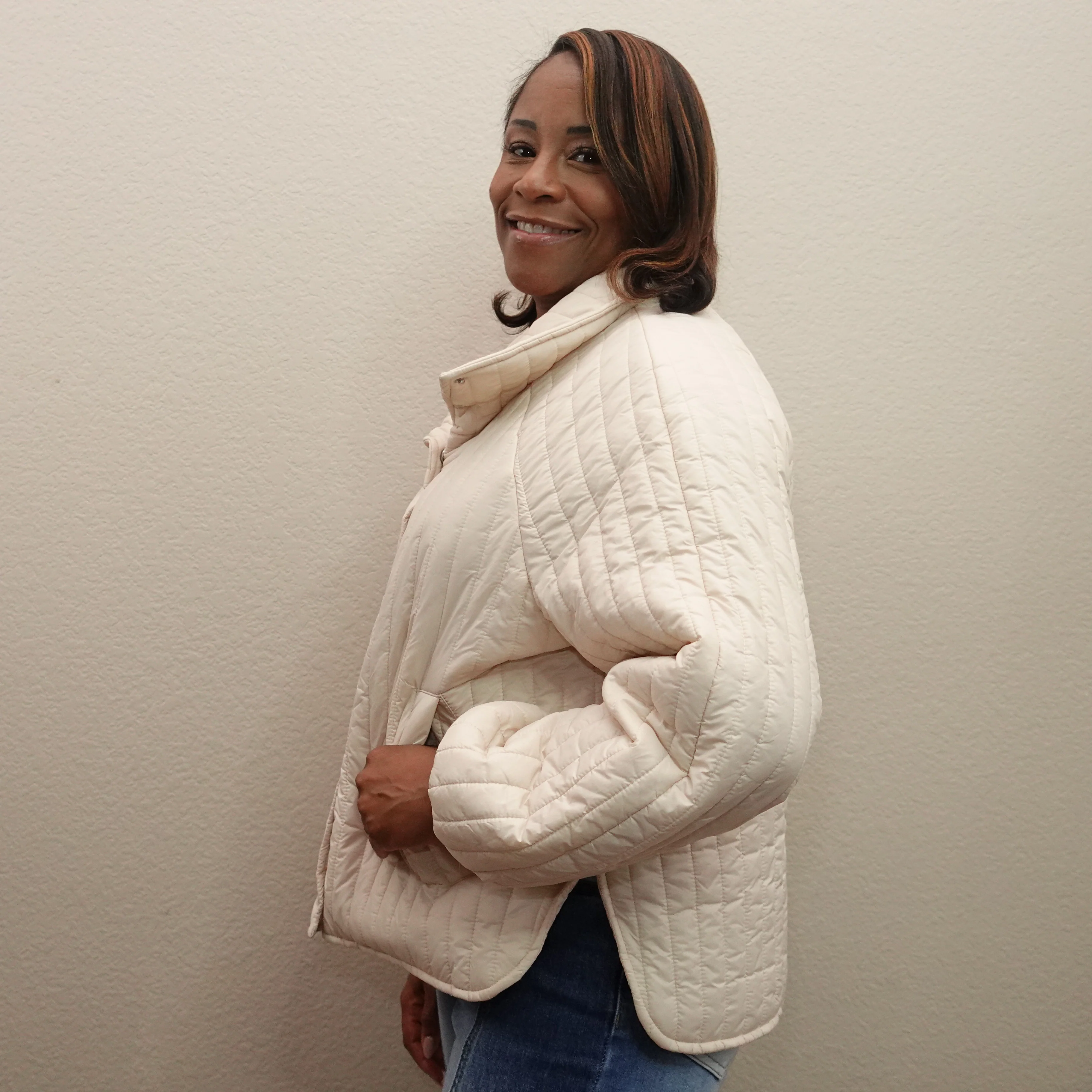 Cream Quilted Jacket
