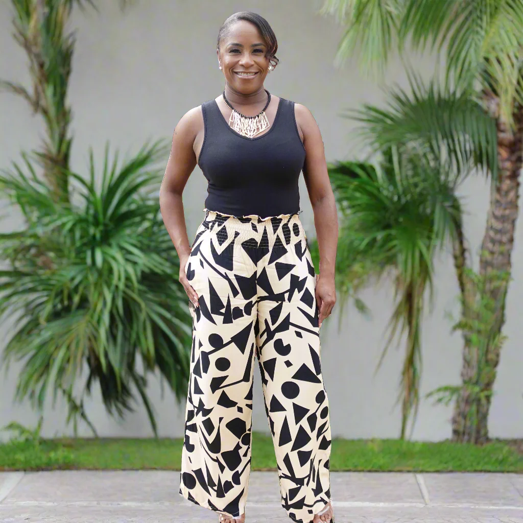 Printed Loose Pant/ Black and Tan