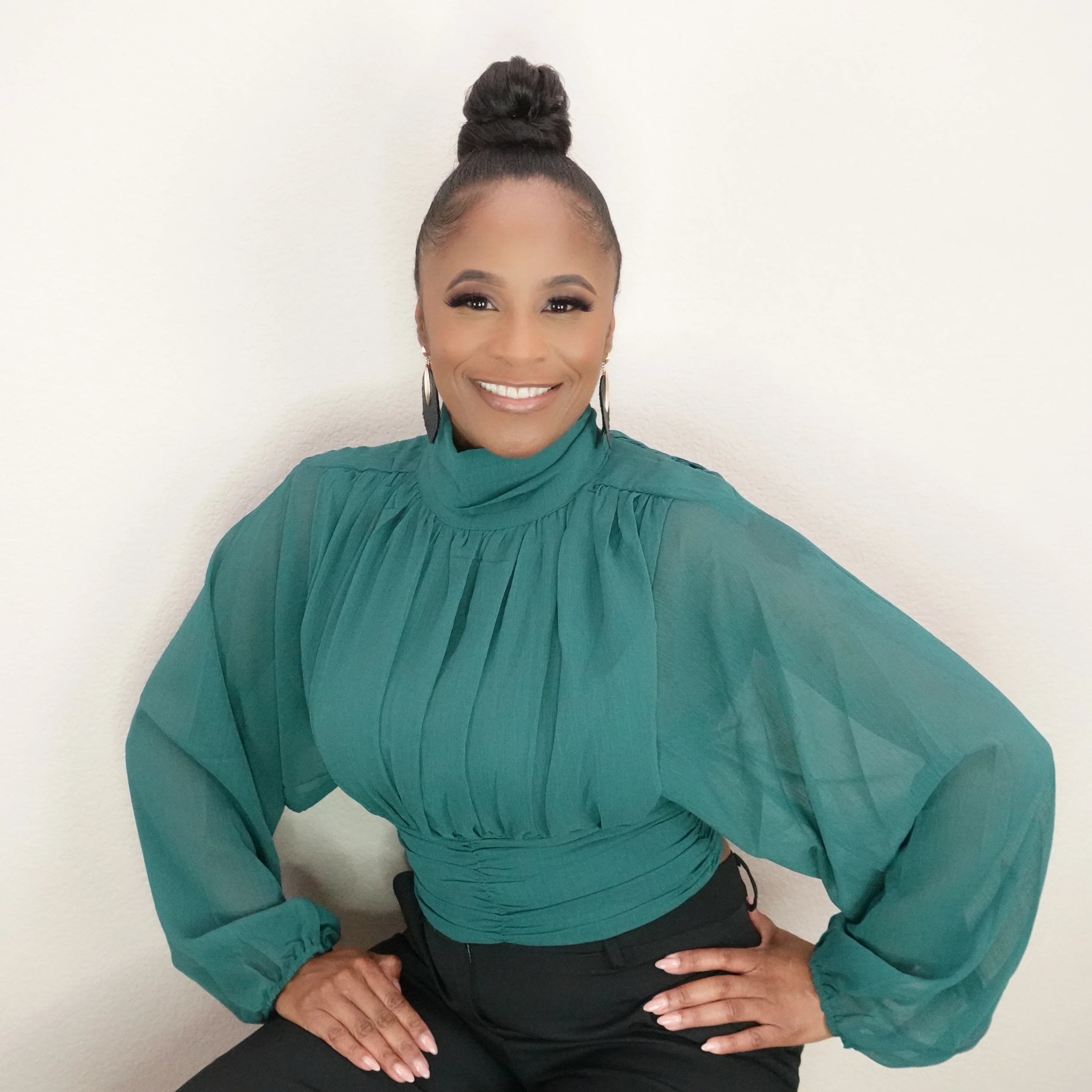 Sheer Ruched Waist Blouse