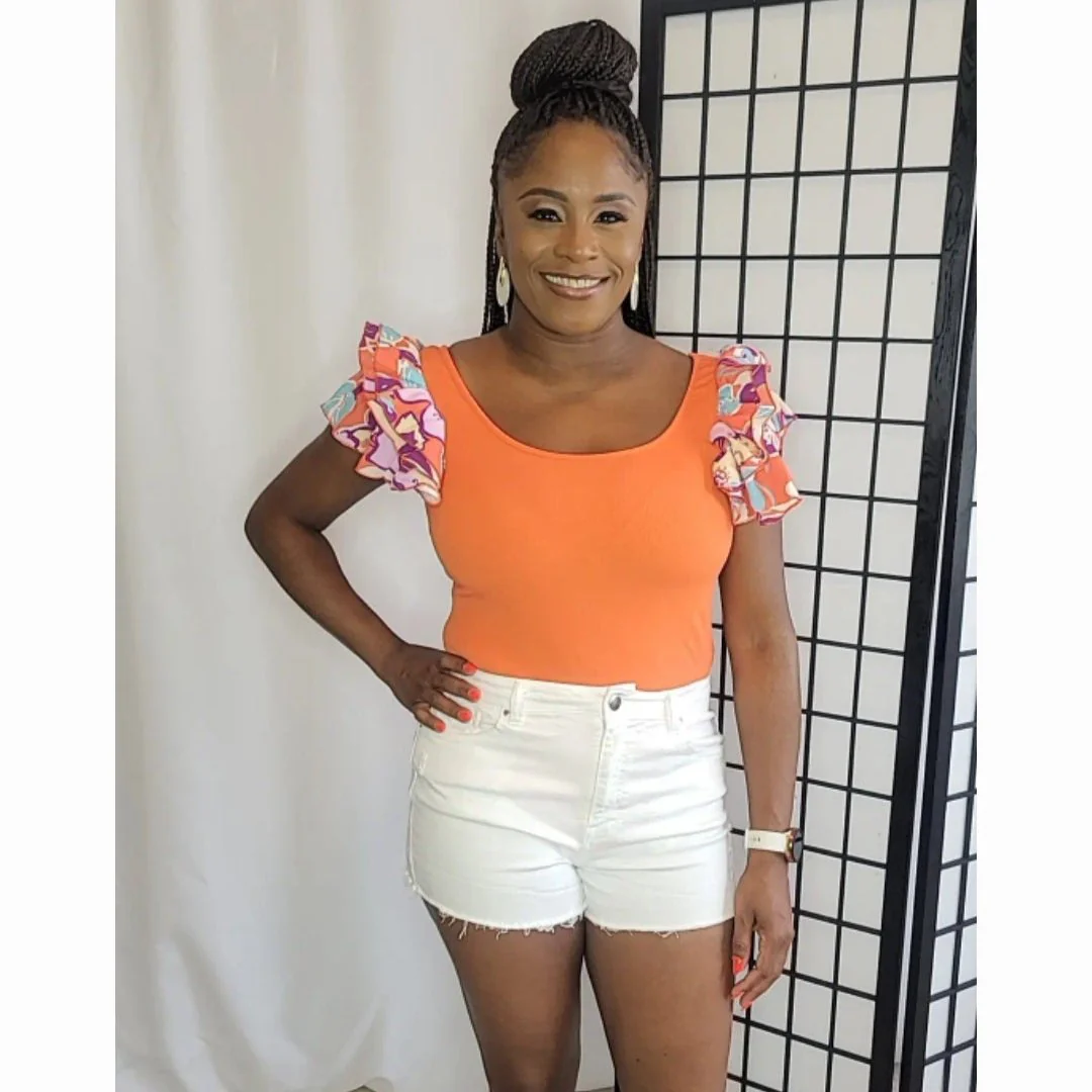 Ribbed Knit Tiered Ruffled Sleeve Bodysuit