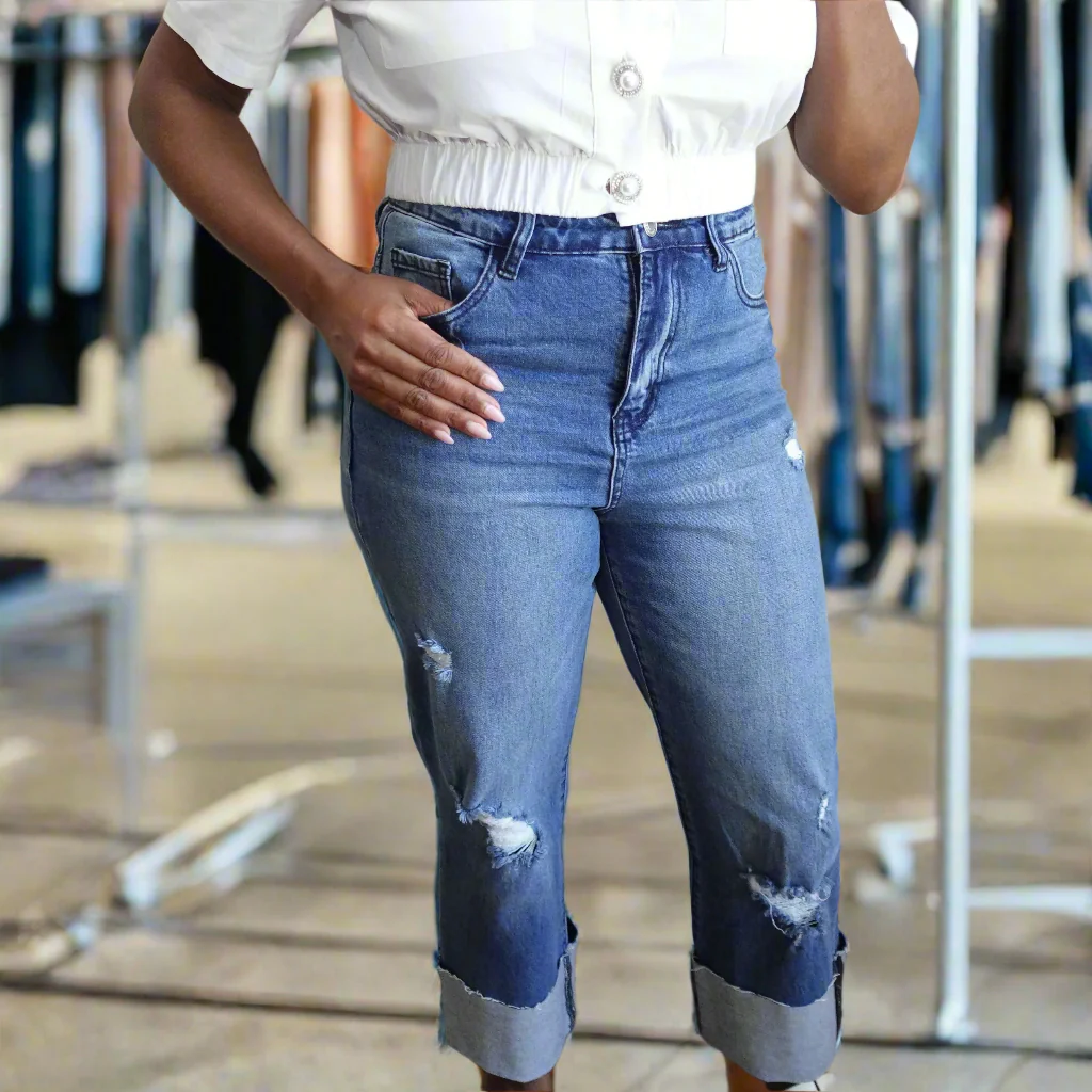 Straight Leg Cuffed Jean