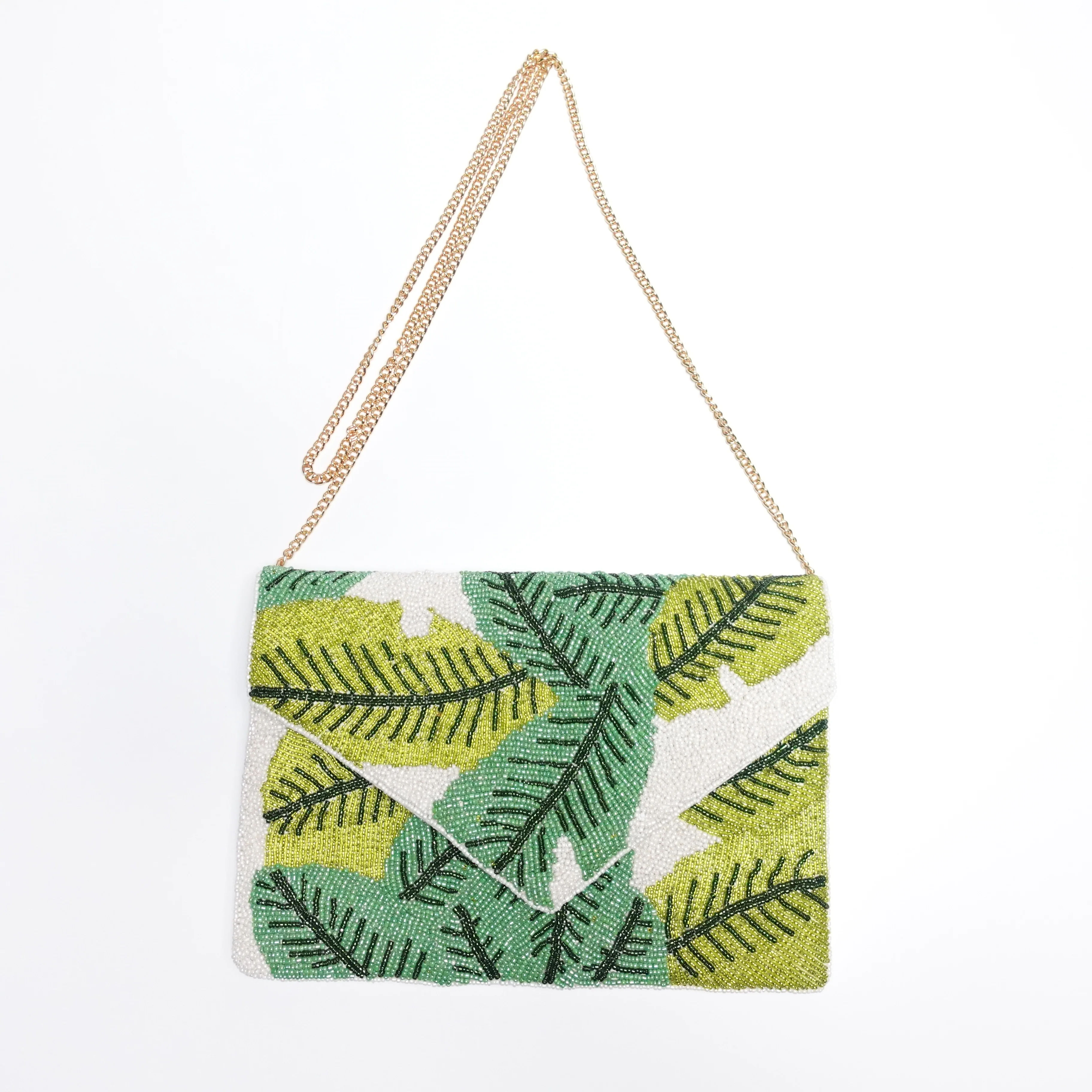 Tropical Beaded Leaf Purse