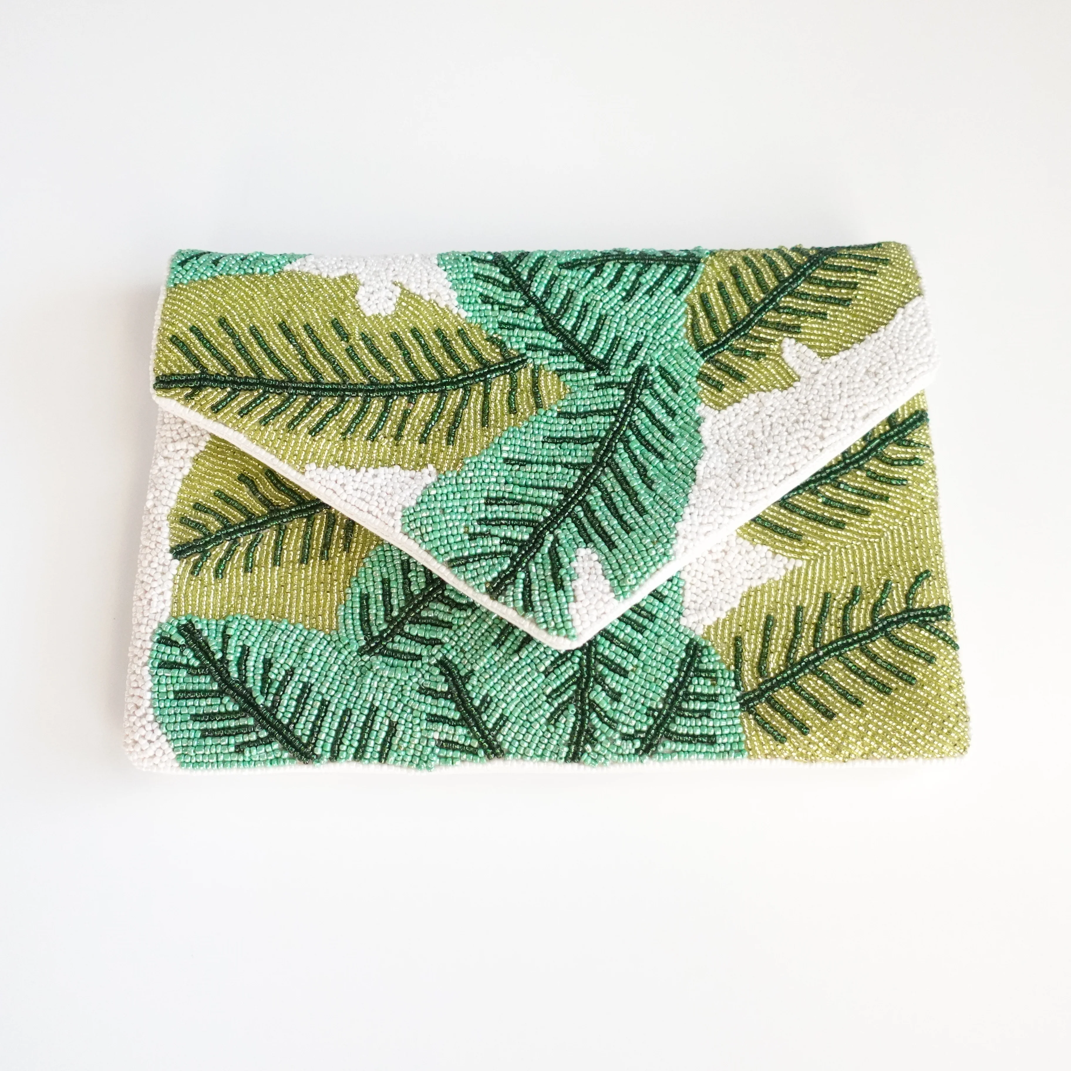 Tropical Beaded Leaf Purse