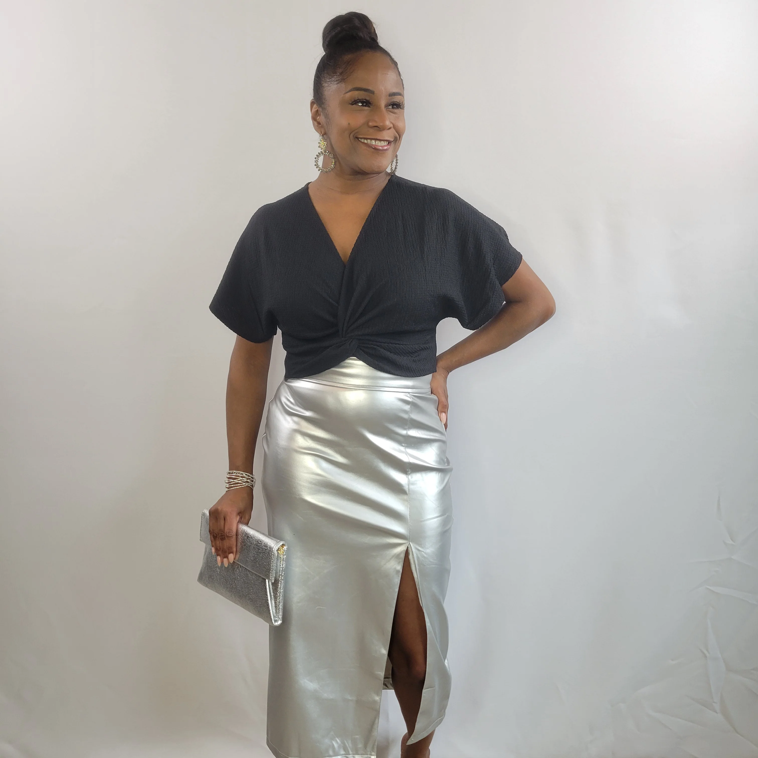 Metallic Midi Skirt