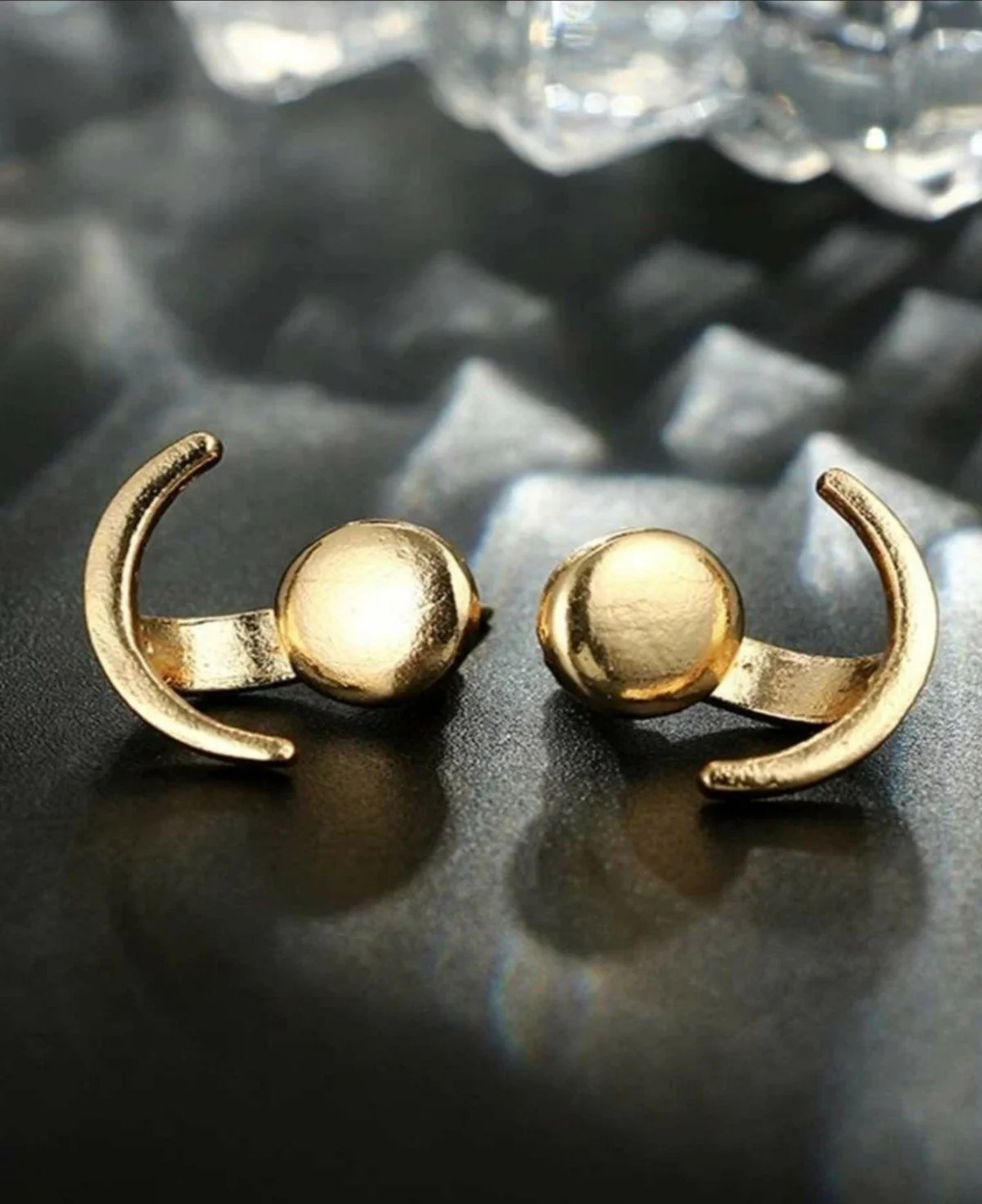 Round Stud Swing Detail Earrings